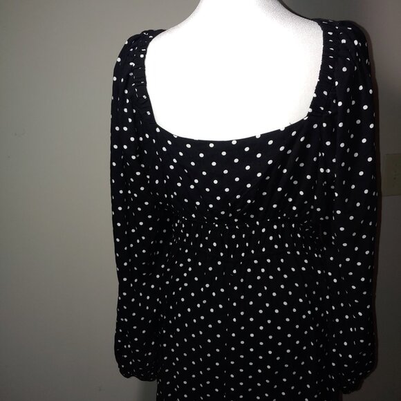 ASOS Design Black White Polka Dots V-Neck Long Sleeves Midi Dress Size 8 - Picture 8 of 9